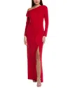 Tadashi Shoji Pleated Off-the-shoulder Gown In Red