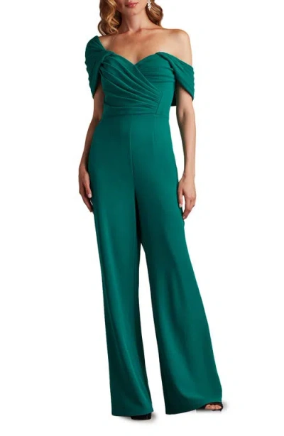 Tadashi Shoji Pleated One-shoulder Jumpsuit In Green