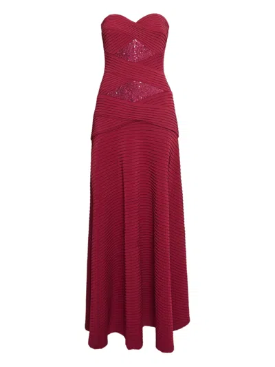 Pre-owned Tadashi Shoji Pleated Strapless Dress In Pink