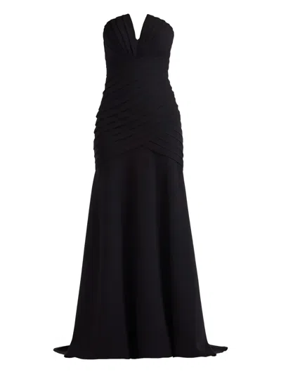 TADASHI SHOJI PLEATED STRAPLESS MAXI DRESS