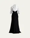 Tadashi Shoji Pleated Taffeta & Crepe Gown In Ivoryblack