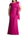 Tadashi Shoji Plus One Shoulder Crepe Gown In Hibiscus