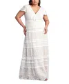 Tadashi Shoji Plus Size Nisa Lace & Fringe Gown In Ivory