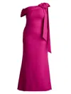 Tadashi Shoji, Plus Size Women's Plus One-shoulder Crepe Sheath Gown In Hibiscus