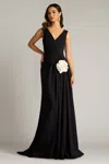 Tadashi Shoji Bos25177l Prom Long Formal Pleated Evening Dress In Black