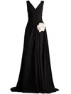 Tadashi Shoji Textured Crepe Sleeveless Gown In Black