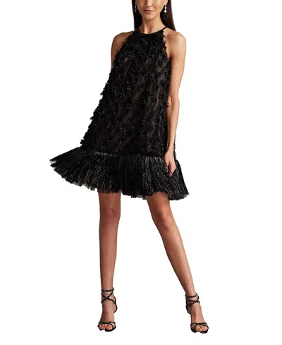 Tadashi Shoji Prima Sequin Tulle Trapeze Mini Dress In Black