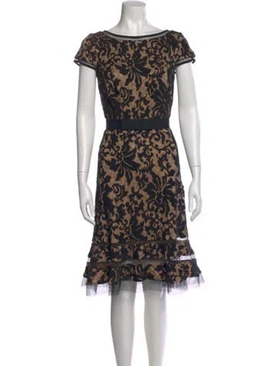 Pre-owned Tadashi Shoji Printed Knee-length Dress In Black