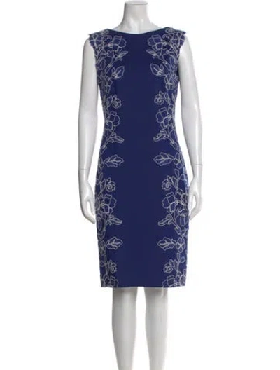 Pre-owned Tadashi Shoji Printed Knee-length Dress In Blue