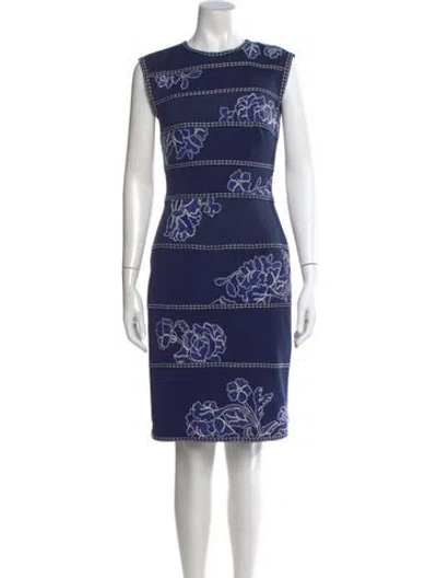 Pre-owned Tadashi Shoji Printed Knee-length Dress In Blue