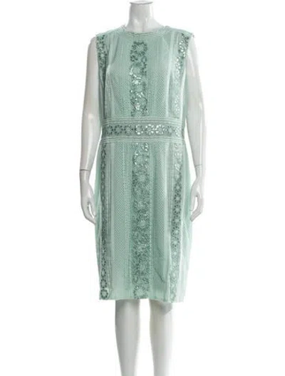 Pre-owned Tadashi Shoji Printed Knee-length Dress In Green