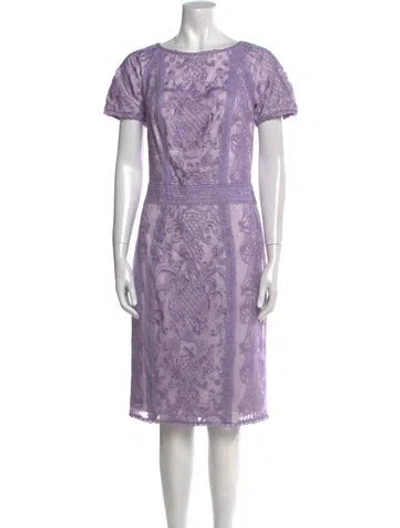 Pre-owned Tadashi Shoji Printed Knee-length Dress In Purple