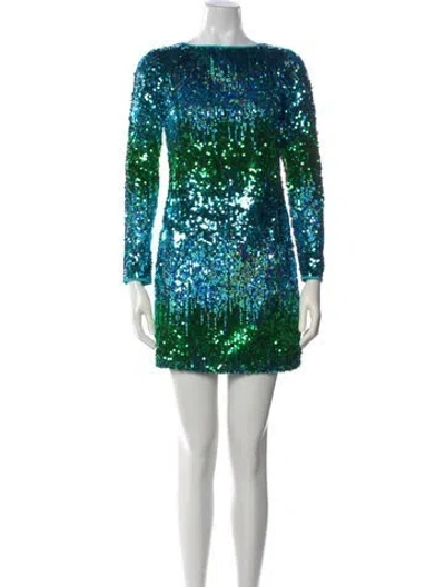 Pre-owned Tadashi Shoji Printed Mini Dress In Green