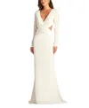 Tadashi Shoji Radley Long Sleeve Cutout Gown In Ivory