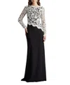 Tadashi Shoji Randall Embroidered Crepe Gown In Multi