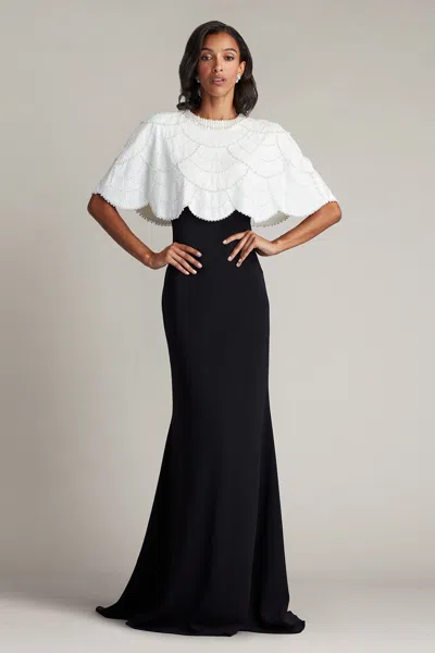 Tadashi Shoji Reba Embellished Cape Overlay Gown In Multi