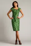 Tadashi Shoji Textured Jacquard Cap Sleeve Dress In Green