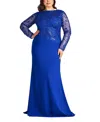 Tadashi Shoji Sequin Floral Long Sleeve Gown In Mystc