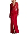 Tadashi Shoji Renton Sequin Embroidered Panel Gown In Red