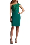 Tadashi Shoji Reya One-shoulder Embroidered Illusion Dress
