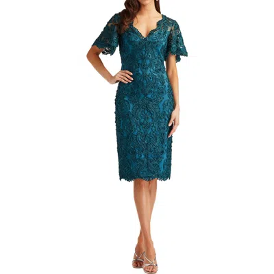 Tadashi Shoji Cim24647m Short Mother Of The Bride Lace Cocktail Dress In Blue