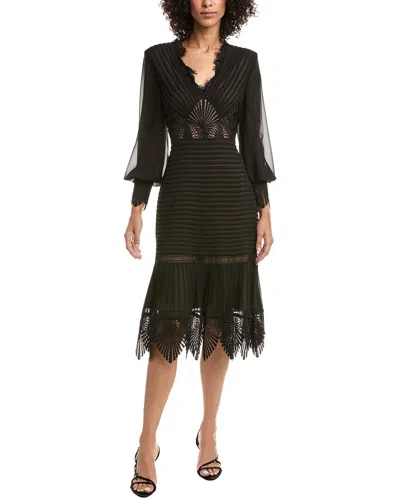 Tadashi Shoji Ridley Bishop Sleeve Midi Dress In Black