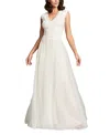 Tadashi Shoji Ripley Sleeveless Full Skirt Gown In Ivory