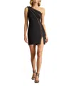 Tadashi Shoji Romee One Shoulder Mini Dress In Black