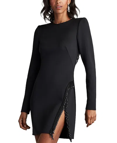 Tadashi Shoji Romy Fringe Embellished Mini Dress In Black