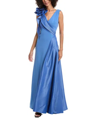 TADASHI SHOJI ROSETTE V-NECK GOWN