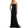 Tadashi Shoji Ruffle Detail Strapless Gown