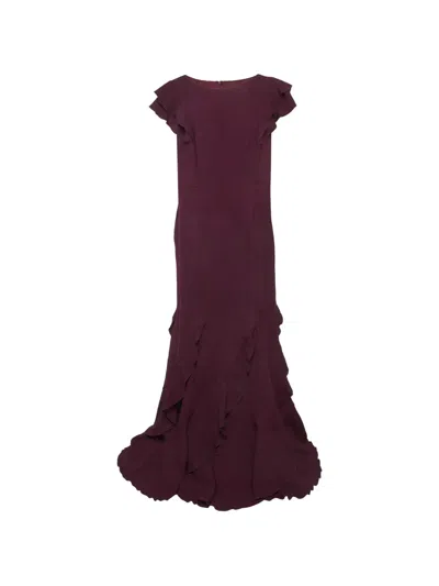 Pre-owned Tadashi Shoji Ruffled-details Maxi Dress In Purple