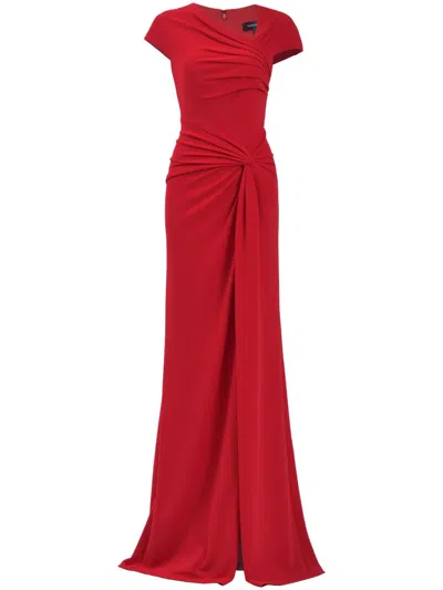 Tadashi Shoji Russo Asymmetric Twist-knot Gown In Red