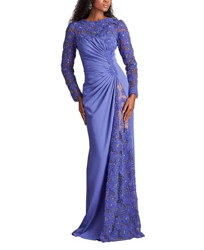 TADASHI SHOJI SAGAMORE RIBBON FLOWER EMBELLISHED GOWN