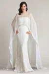 Tadashi Shoji Sassel Overlay Gown In White