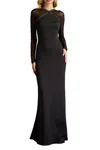 Tadashi Shoji Savoy Sheer Sleeve Gown
