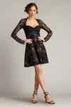 Tadashi Shoji Sayda Embroidered Lace Mini Dress In Black
