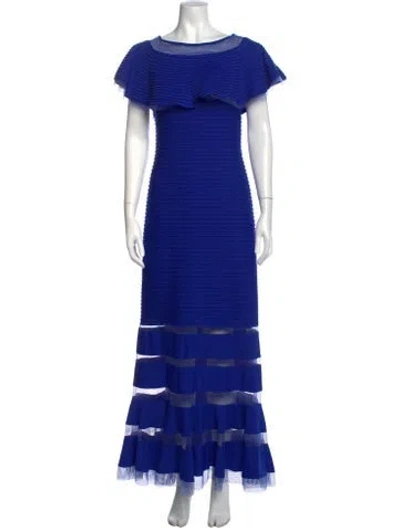 Pre-owned Tadashi Shoji Scoop Neck Long Dress In Blue