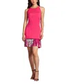 Tadashi Shoji Selena Neoprene Sequin-fringe Mini Dress In Pink