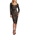 Tadashi Shoji Senoia Sequin Embroidered Illusion Dress In Black