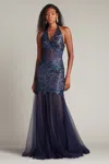 Tadashi Shoji Sequin Embroidered Halter Mermaid Gown In Multi