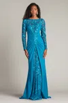 Tadashi Shoji Sequin Embellished Long Sleeved Gown In Multi