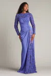 Tadashi Shoji Sequin Floral Embellished Long Sleeve Gown In Multi