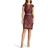 Tadashi Shoji Sequin Lace Body-con Cocktail Dress In Mulberry/beige
