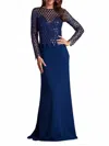 Tadashi Shoji Sequined Diamond Crepe Gown In Midnight