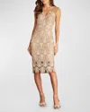 TADASHI SHOJI SEQUINED LACE KNEE-LENGTH DRESS