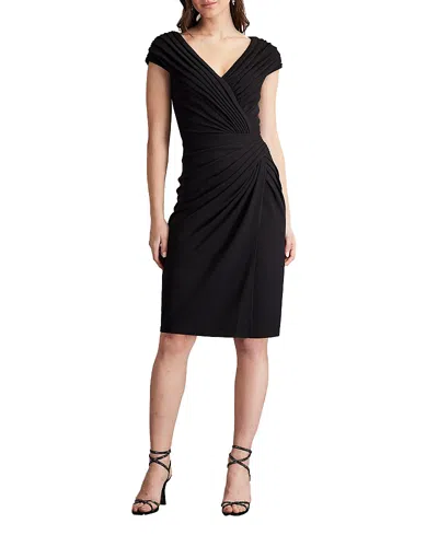 Tadashi Shoji Pleated Crepe Sheath Dress In Black