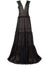 Tadashi Shoji Shiva Embroidered Tulle Gown In Black