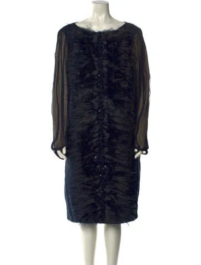 Pre-owned Tadashi Shoji Silk Midi Length Dress In Black