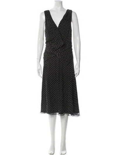 Pre-owned Tadashi Shoji Silk Midi Length Dress W/ Tags In Black
